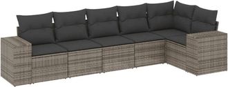 vidaXL Vidaxl - Set De Muebles De Jard&iacute;n 6 Pzas Y Cojines Rat&aacute;n Sint&eacute;tico Gris