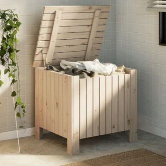 vidaXL Caja De Almacenaje Con Tapa Rana Madera Maciza Pino 60x49x54 Cm Vidaxl