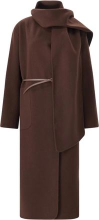 Luisa Cerano Lange Jas met Riem - Dames - Jas met riem - Bruin - S - Wol - Jassen