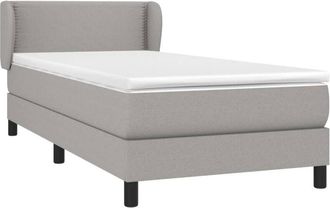 vidaXL Cama Box Spring Con Colch&oacute;n Tela Gris Claro 80x200 Cm Vidaxl