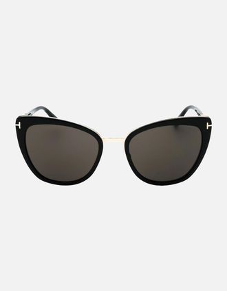 Tom Ford Womens Tom Ford Simona Smoke Lens Shiny Rose Gold Sunglasses - Size: ONE size