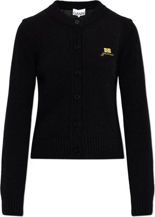 Ganni Wool Mix Cardigan - Dames - Vesten - Zwart - M - Wol - Truien & Vesten