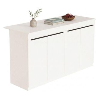 Dmora Isla De Cocina Oviglio, Mueble Despensa 2 Estantes, 4 Puertas, 4 Compartimentos, 160x60x90h Cm Blanco