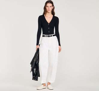 Sandro Ribbed cardigan with fancy buttons