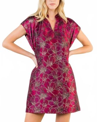 THML Clothing Cassandra Floral Brocade Dress In Purple/ Pink