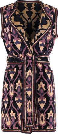 Etro Mouwloze Jas met Gedetailleerd Patroon - Dames - Bodywarmers - Veelkleurig - S - Leer - Jassen