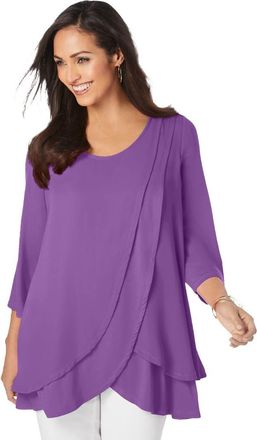 Jessica London Double-Layer High-Low Tunic in Bright Violet at Nordstrom, Size 12