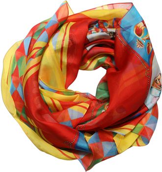 Dolce & Gabbana Multicolor Silk Carretto Print Foulard Womens Scarf