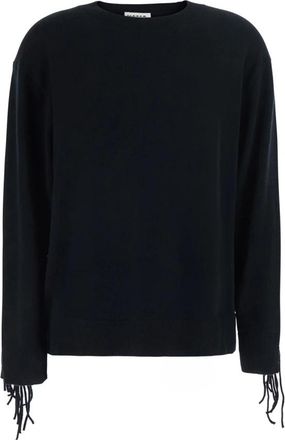 P.A.R.O.S.H. Fringed Cashmere Sweater - Dames - Cashmere truien - Zwart - S - Kasjmier - Truien & Vesten