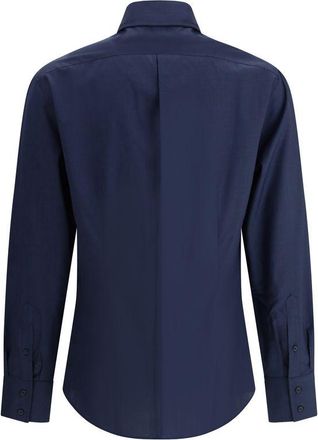 Brunello Cucinelli Mens Blue Cotton Shirt
