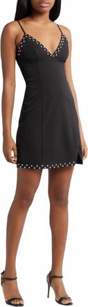 Moon River Sleeveless Beaded Trim Mini Knit Dress In Black