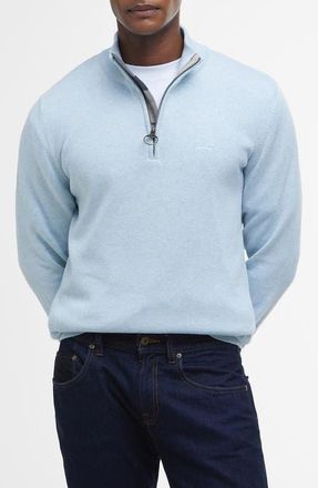 Barbour Cotton Half Zip Sweater in Ocean Sky at Nordstrom, Size Xx-Large
