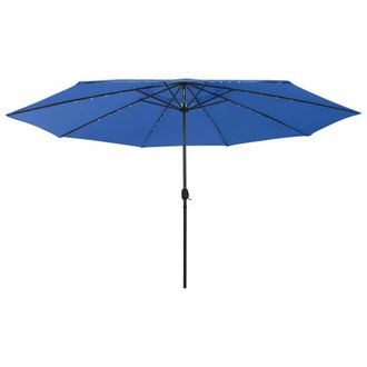 Berkfield Home Outdoor Parasol with LED Lights & Metal Pole 400 cm Azure Blue