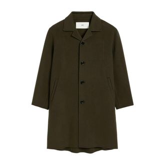 Ami De Coeur Single-Breasted Car Coat - male - Ami Paris - Single-Breasted Coats - Brown - M - Coats