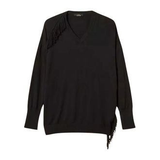 Twinset Actitude Fringed Jumper - - Knitwear - Donna - Nero - XS