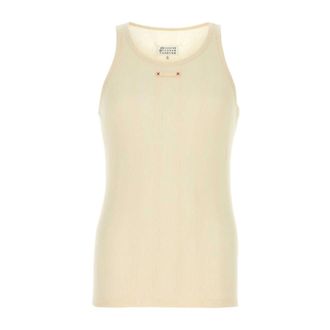 Maison Margiela Sleeveless Tops, male, Beige, XL, Tank Top in Ivory Cotton Blend