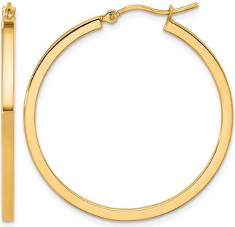 Diamond2Deal 14k Gold 2mm Square Shape Tube Hoop Earrings
