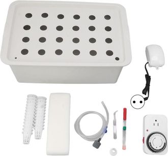 OEM Caja De Cultivo Hidrop&oacute;nico Gris De 24 Orificios Con Temporizador, Bomba De Ox&iacute;geno, Maceta Para Sistema Hidrop&oacute;nico, Enchufe Europeo De 220 V