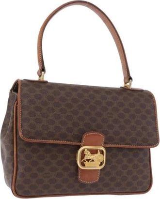 Celine Pre-owned Macadam Canvas Hand Bag - Dames - Vintage Handtas - Bruin - ONE Size - Leer - Vintage