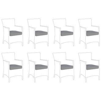 Beliani Conjunto De 8 Fundas De Coj&iacute;n Para Silla De Jard&iacute;n Fundas De Coj&iacute;n Para Exterior Gris Italia