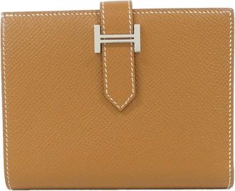 Herm&egrave;s Bearn Gold Epsom Leather Wallet (Bi-Fold) (Pre-Owned)