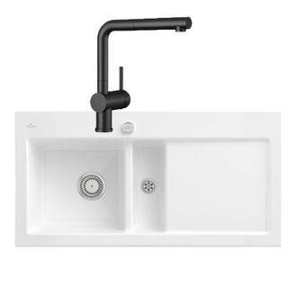 Villeroy & Boch Villeroy&boch - Villeroy Et Boch Subway Pure 60 Fregadero Desag&uuml;e Derecho Desag&uuml;e Autom&aacute;tico + Ducha Acero Antracita Grifo De Cocina