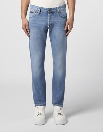 Philipp Plein Super Straight Cut Jeans Basic Cocco Label Men in Mykonos at Nordstrom, Size 31