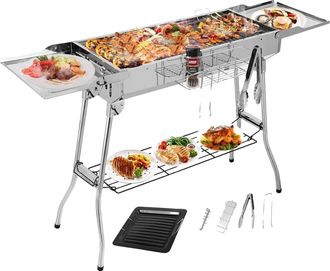 OEM Parrilla De Carb&oacute;n, Dise&ntilde;o Port&aacute;til, Juego Completo De Accesorios, Color Plata