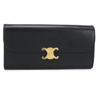 Celine Black Leather Long Wallet (Bi-Fold) (Pre-Owned)