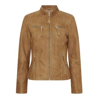 Notyz Notyz - Klassieke Leren Jas - Dames - Jassen - Beige - Maat: S Leer