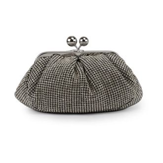 Max Mara Clutches, female, Gray, ONE SIZE, Crystal-covered clutch with logo closure