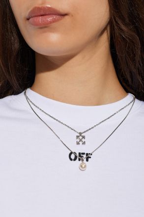 Off-white Short Necklace With Pendants, Womens, Silver