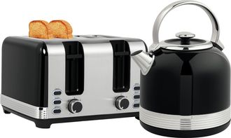 HOMCOM 1.7L 3000W Fast Boil Electric Kettle And 4 Slice Toaster Set - Black | TJ Hughes