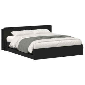 vidaXL Struttura Del Letto Con Stoccaggio E Testata Nero 180 X 200 Cm Vidaxl