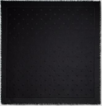 Gucci Double G Silk Wool Shawl, Black