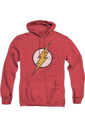 Gildan Justice League of America Flash Logo Adult Heather Hoodie / Hooded Sweatshirt