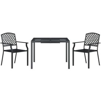 vidaXL Juego De Comedor De Jard&iacute;n 3 Piezas Acero Gris Antracita Vidaxl