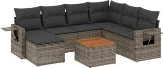 vidaXL Set De Sof&aacute;s De Jard&iacute;n 8 Pzas Y Cojines Rat&aacute;n Sint&eacute;tico Gris Vidaxl