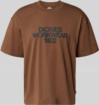 Dickies T-Shirt mit Label-Print Modell TORREY in Dunkelbraun, Gr&ouml;&szlig;e XXL