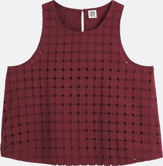 La Redoute Collections Mouwloze top met ronde hals in Engels kant
