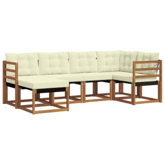 vidaXL Conjunto De Sof&aacute;s De Exterior Con Coj&iacute;n 6 Pcs Natural Y Crema Vidaxl