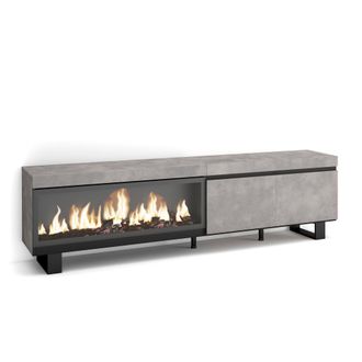 Skraut Home Skraut Home - Mueble Tv, Televisi&oacute;n, Muebles De Sal&oacute;n, Almacenaje, 210, Para Tv Hasta 80, Chimenea El&eacute;ctrica Xxl, Dise&ntilde;o Industrial, Estilo Moderno, G