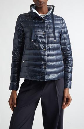 Herno Ultralight Reversible Down Jacket in 9290 Navy To Pearl Grey at Nordstrom, Size 12 Us