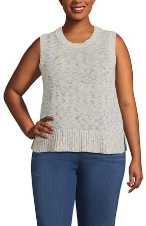 Lands End Plus Size Cotton Tweed Textured Crewneck Vest Sweater in Ivory Rainbow Space Dye at Nordstrom, Size 3 X