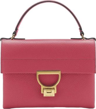 Coccinelle Grain Leather Crossbody Tas met Gouden Details - Dames - Handtassen - Roze - ONE Size - Leer - Tassen