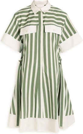 3.1 Phillip Lim Striped Cotton-blend Mini Dress - White And Green - 10 (UK14 / L)