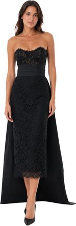 Monique Lhuillier Womens Midi Dress Black Cotton