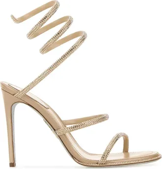 Rene Caovilla Cleo Sandalen - Dames - Sandalen met hakken - Beige - 37 EU - Leer - Schoenen
