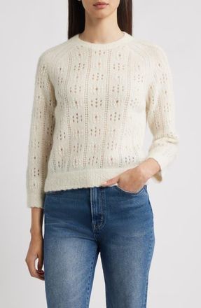 Dôen Emiliana Open Stitch Sweater in Ivory at Nordstrom, Size Xx-Large