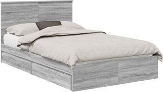 vidaXL Storage Bed Grey Sonoma 120 x 200 cm Engineered Wood vidaXL